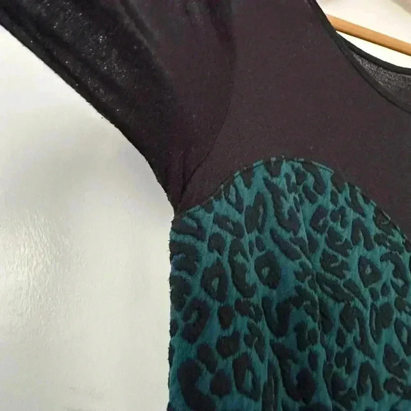 Dynamite Mesh Type Long Sleeve Slinky Dress Floral Paisley Mini Dress Women's L - Picture 3 of 10